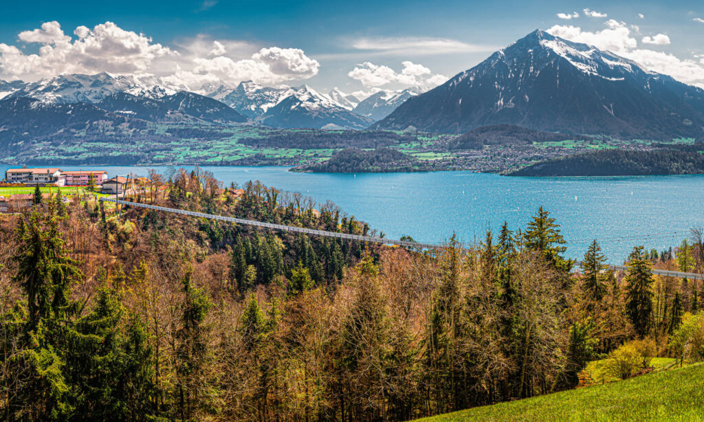 Panorama Bridge Sigriswil - pedestrian suspension bridge over the Gummi Gorge